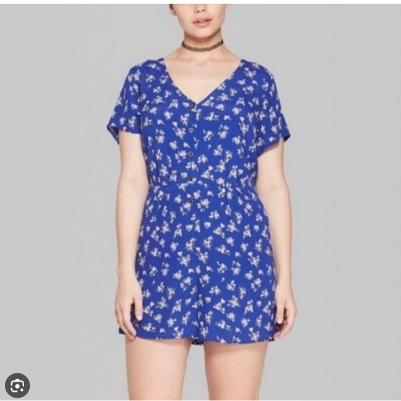 Wild Fable Blue Floral Romper - Picture 2 of 7